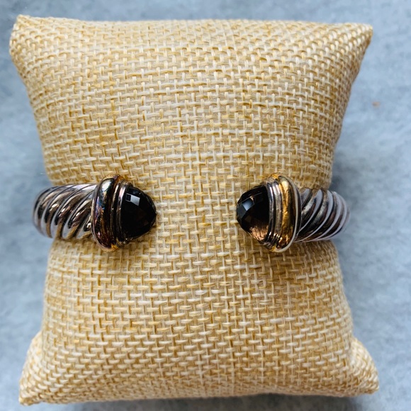 David Yurman SS 18KG Smoky Quartz Cable Bracelet - Picture 2 of 4